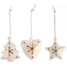 Dekoratívne ozdoby na vianočný stromček, sada troch figúrok: vianočný stromček, srdce a hviezda