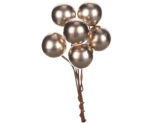 Okrúhla prízdoba na drôtiku champagne farba cena za 1 balenie (48 ks) Dekoratívne bobule na vetve