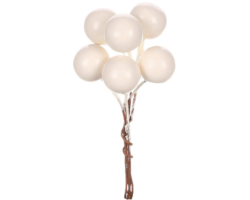 Dekoračná vetva s okrúhlymi, svetlými bobuľami na dekoráciu