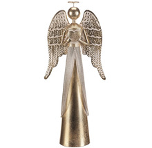 Kovová anjelská dekorácia s krídlami a svätožiarou