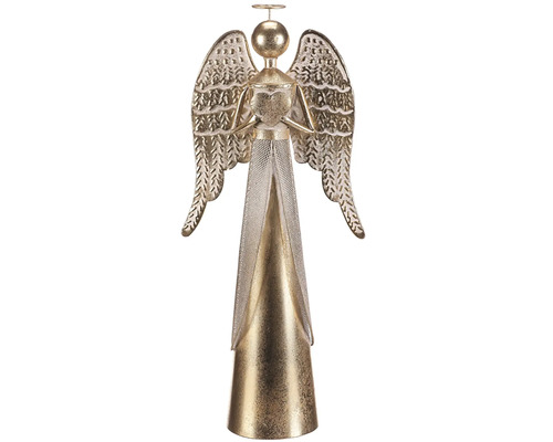Kovová anjelská dekorácia s krídlami a svätožiarou