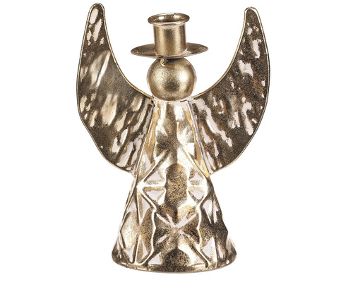 Vianočná dekorácia anjel kovový - 19 cm, na kónickú sviečku Kovový svietnik na čajovú sviečku anjel