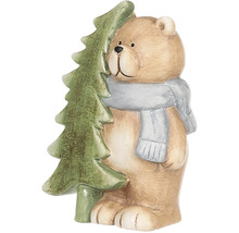 Dekoratívna figúrka medveďa s vianočným stromčekom a šálom