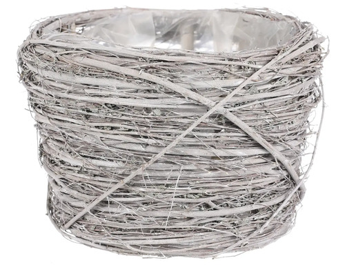 Prútený obal na kvetináč šedo-biely 1/2 väčší 27x17 cm Kvetináč z prútia