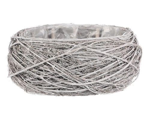 Prútený obal na kvetináč šedo-biely 1/3 najväčší 40x16 cm Kvetinový kôš z vetiev