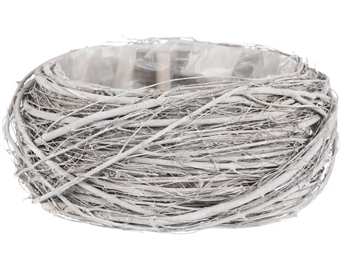 Prútený obal na kvetináč šedo-biely 1/3 stredný 28x11 cm Dekoratívna kvetinová misa z konárov