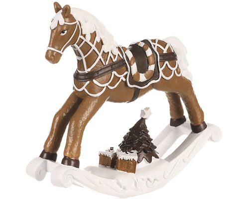 Hojdací koník s vianočným stromčekom a darčekmi ako dekorácia