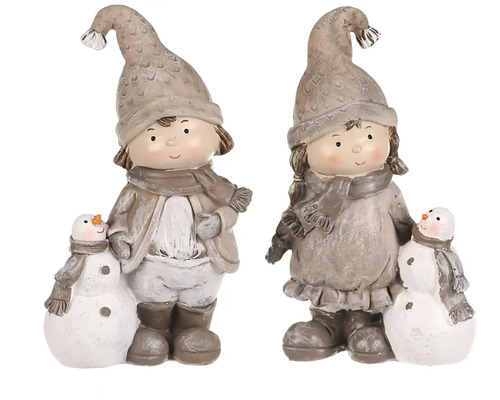 Dve dekoratívne zimné figúrky so snehuliakom