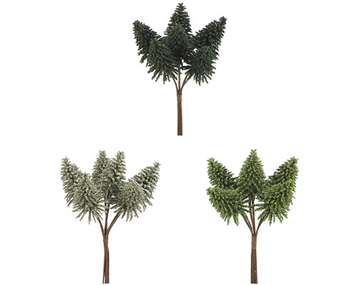 Umelá vianočná vetva stromček mini mix druhov cena za 1 zväzok Tri umelé stromy v rôznych prevedeniach