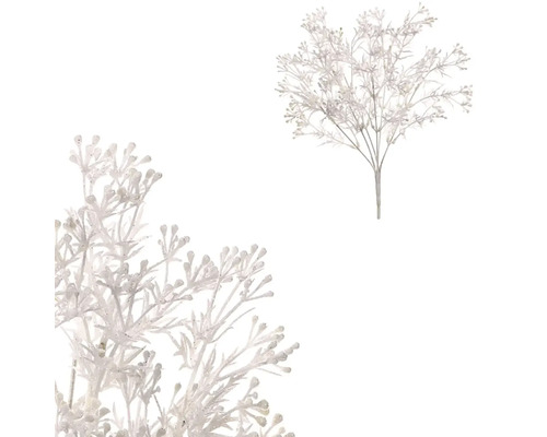 Umelá vianočná vetva kvitnúce tráva farba biela matná Kytica umelých kvetov s jemnými vetvami