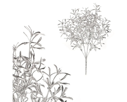 Dekoratívna strieborná umelá rastlina s filigránovými listami