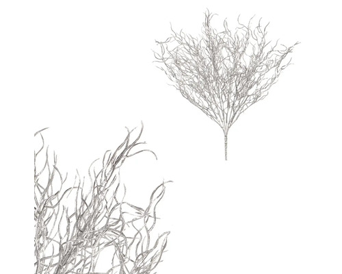 Umelá vianočná vetva vlnitá tráva farba strieborná Dekoračné vetvy z plastu, strieborné