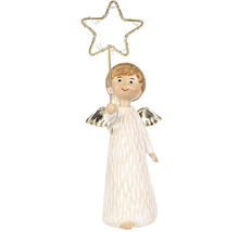 Figúrka anjela s LED svetlom v tvare hviezdy ako vianočná dekorácia
