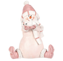 Dekoratívna figúrka Snehuliak s čiapkou a vtáčikom