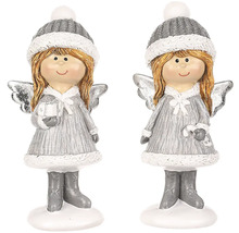 Dve figúrky anjelov s čiapkami ako vianočná dekorácia