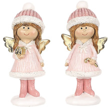 Dve ozdobné figúrky anjelov s čiapkou, krídlami a doplnkami