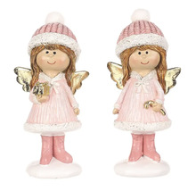 Dve figúrky anjelov s darčekom a cukrovou trstinou na Vianoce