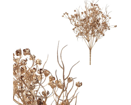 Umelá vianočná vetva kvitnúce tráva zlatá Dekoratívne umelé kvety s kvetmi a vetvami