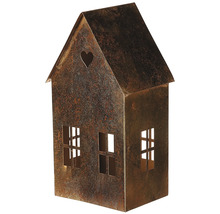 Dekoratívny dom z kovu so srdcom a okennými otvormi