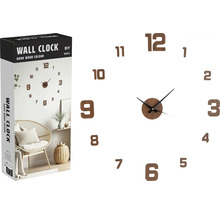 Nástenné hodiny na vlastné navrhnutie s tmavým dreveným vzhľadom a obalom.