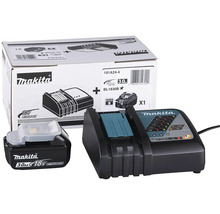 Nabíjačka batérií Makita s 18-voltovou batériou a obalom