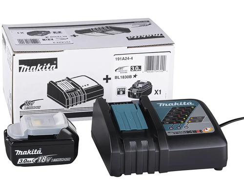 Nabíjačka batérií Makita s 18-voltovou batériou a obalom