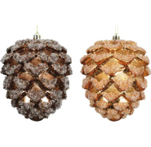 Dve dekoratívne šišky ako ozdoby na vianočný stromček