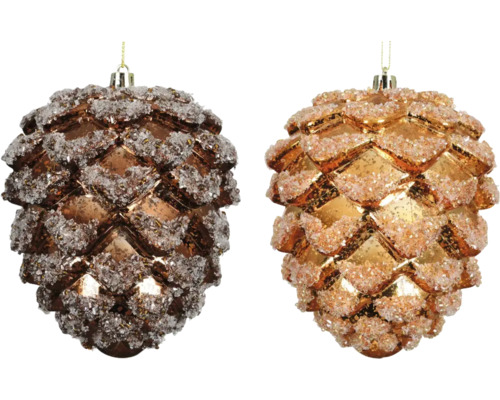 Vianočná ozdoba šiška záves 14 cm mix druhov cena za 1 ks Dve dekoratívne šišky ako ozdoby na vianočný stromček