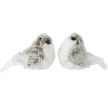 Dva dekoratívne umelé vtáky s perím