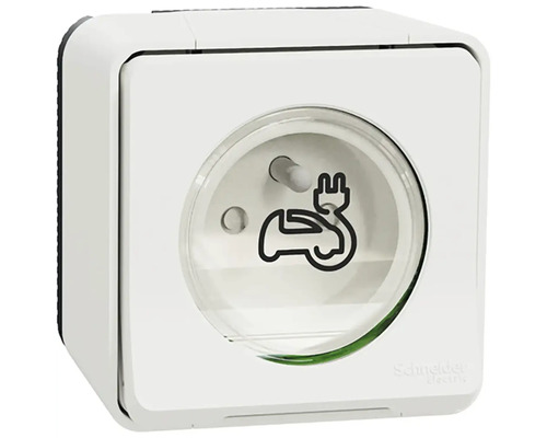 Zásuvka s ochranným kontaktom a symbolom pre elektromobil