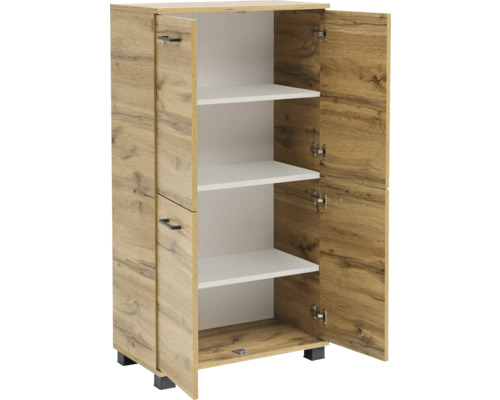 Skrinka na topánky s otvorenými dverami a policami