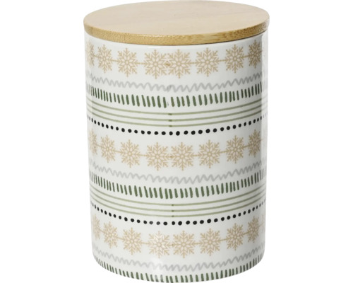 Keramická dóza na potraviny s dreveným vekom a zimným vzorom