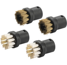 Štyri nadstavce čistiacich kief s mosadznými a nylonovými štetinami
