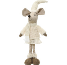 Dekoratívna figúrka myši s čiapkou a šálom