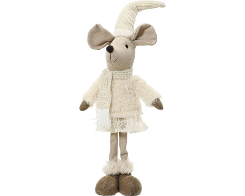 Dekoratívna figúrka myši s čiapkou a šálom