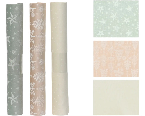 Dekoratívny obrus vianočný 200 x 35 cm pastelový, rôzne motívy Dekoračný papier s hviezdami a zimnými motívmi