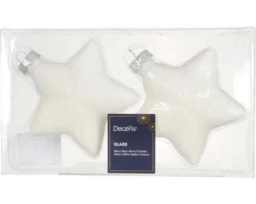 Dve biele sklenené hviezdy v obale