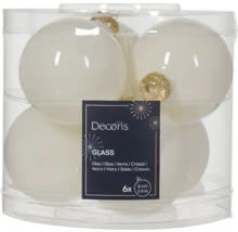 Šesť sklenených vianočných gúľ, šesť centimetrov veľké