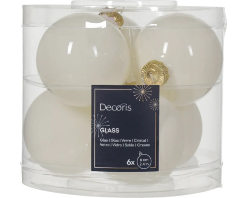 Šesť sklenených vianočných gúľ, šesť centimetrov veľké
