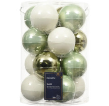 Sada šestnástich sklenených vianočných gúľ s priemerom osem centimetrov