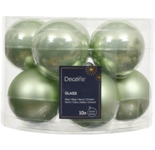 Balenie desiatich zelených sklenených vianočných gúľ, každá s veľkosťou šesť centimetrov