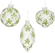 Tri vianočné gule s motívom cezmíny ako vianočná dekorácia