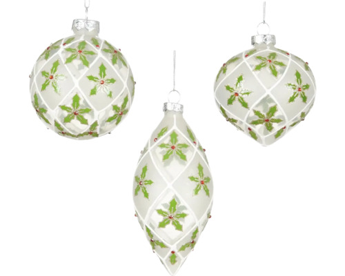 Girlanda so snehovými guličkami Tri vianočné gule s motívom cezmíny ako vianočná dekorácia