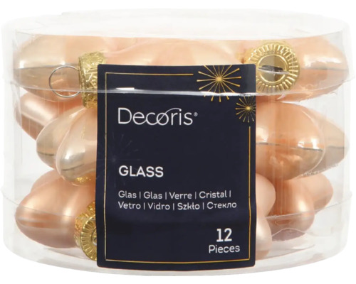 Vianočné ozdoby hviezdy 4 cm broskyňová perleť 12 ks Balenie sklenených vianočných ozdôb v tvare srdca, 12 kusov