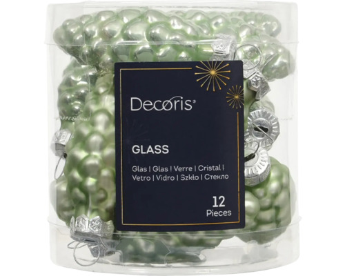 Vianočné ozdoby šišky sklenenej zelenej 12 ks Sada dvanástich sklenených vianočných gúľ
