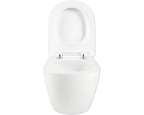 Závesné WC s hlbokým splachovaním, otvoreným splachovacím kruhom a WC vekom