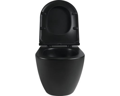 Závesné hlboké splachovacie WC s otvoreným splachovacím okrajom a WC sedadlom