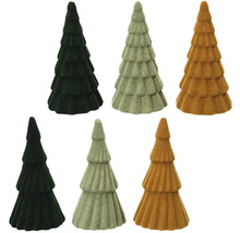 Dekoratívne vianočné stromčeky z vločkovaného plastu, sada šiestich kusov