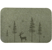 Dekoratívna plstená podložka s motívom jeleňa a vianočného stromčeka