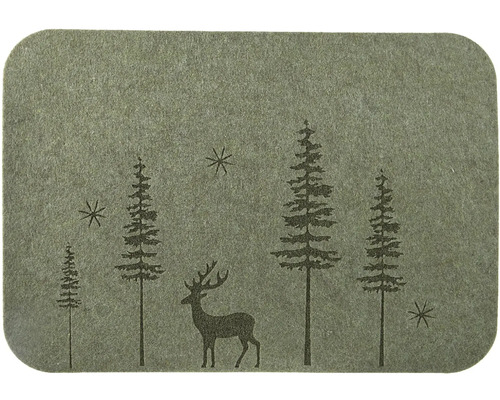Dekoratívna plstená podložka s motívom jeleňa a vianočného stromčeka